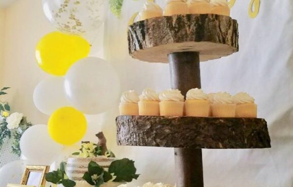 Wood Slab 3 Tier Cup Cake Stand
