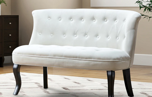 Tufted Button Loveseat- White Velvet