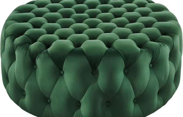 Velvet Chandler Ottoman- Emerald Green